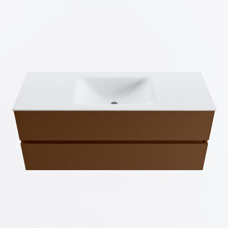 Mondiaz VICA 120cm badmeubel onderkast Rust 2 lades. Wastafel CLOUD midden zonder kraangat, kleur Talc.