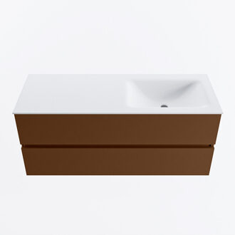 Mondiaz VICA 120cm badmeubel onderkast Rust 2 lades. Wastafel CLOUD rechts zonder kraangat, kleur Talc.