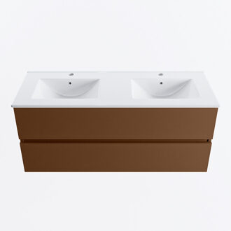 Mondiaz VICA 120cm badmeubel onderkast Rust 2 lades. Wastafel DENIA dubbel 2 kraangaten, kleur Glanzend Wit.