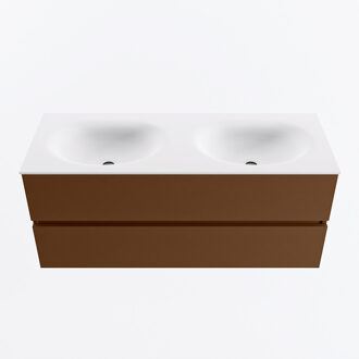 Mondiaz VICA 120cm badmeubel onderkast Rust 2 lades. Wastafel MOON dubbel 2 kraangaten, kleur Talc.