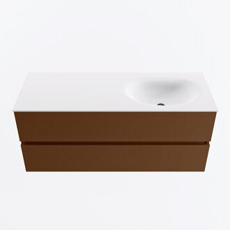 Mondiaz VICA 120cm badmeubel onderkast Rust 2 lades. Wastafel MOON rechts zonder kraangat, kleur Talc.