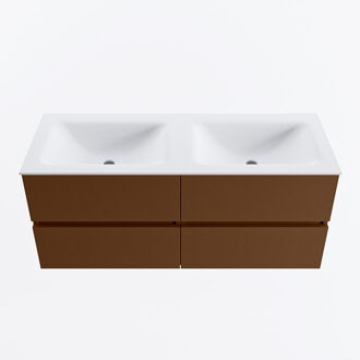 Mondiaz VICA 120cm badmeubel onderkast Rust 4 lades. Wastafel CLOUD dubbel 2 kraangaten, kleur Talc.