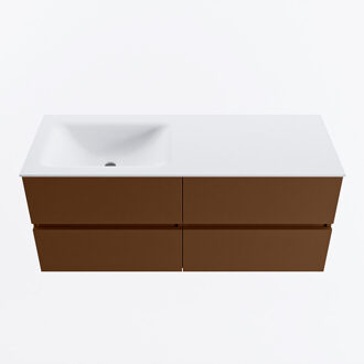 Mondiaz VICA 120cm badmeubel onderkast Rust 4 lades. Wastafel CLOUD links 1 kraangat, kleur Talc.