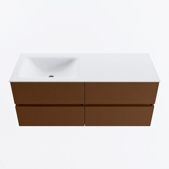 Mondiaz VICA 120cm badmeubel onderkast Rust 4 lades. Wastafel CLOUD links zonder kraangat, kleur Talc.