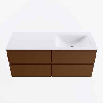 Mondiaz VICA 120cm badmeubel onderkast Rust 4 lades. Wastafel CLOUD rechts 1 kraangat, kleur Talc.