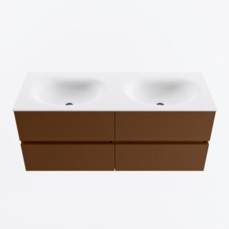 Mondiaz VICA 120cm badmeubel onderkast Rust 4 lades. Wastafel MOON dubbel 2 kraangaten, kleur Talc.