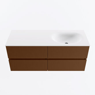 Mondiaz VICA 120cm badmeubel onderkast Rust 4 lades. Wastafel MOON rechts 1 kraangat, kleur Talc.