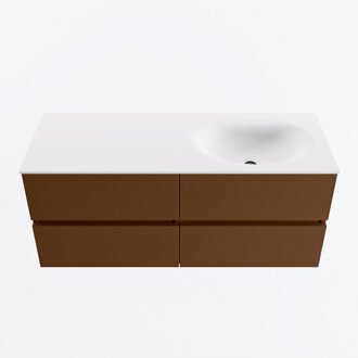 Mondiaz VICA 120cm badmeubel onderkast Rust 4 lades. Wastafel MOON rechts zonder kraangat, kleur Talc.