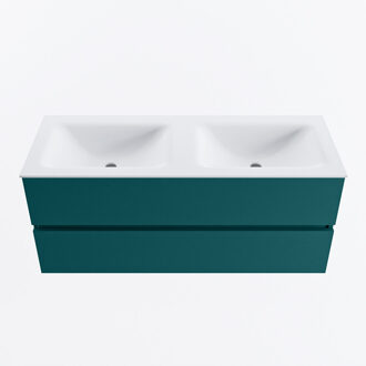 Mondiaz VICA 120cm badmeubel onderkast Smag 2 lades. Wastafel CLOUD dubbel 2 kraangaten, kleur Talc.