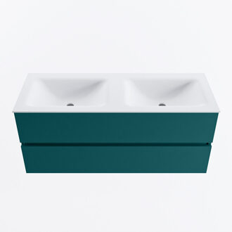 Mondiaz VICA 120cm badmeubel onderkast Smag 2 lades. Wastafel CLOUD dubbel zonder kraangat, kleur Talc.