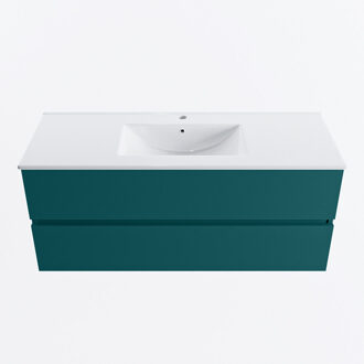 Mondiaz VICA 120cm badmeubel onderkast Smag 2 lades. Wastafel DENIA midden 1 kraangat, kleur Glanzend Wit.