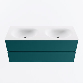 Mondiaz VICA 120cm badmeubel onderkast Smag 2 lades. Wastafel MOON dubbel 2 kraangaten, kleur Talc.