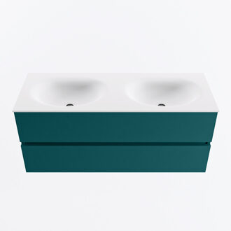 Mondiaz VICA 120cm badmeubel onderkast Smag 2 lades. Wastafel MOON dubbel zonder kraangat, kleur Talc.