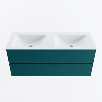 Mondiaz VICA 120cm badmeubel onderkast Smag 4 lades. Wastafel CLOUD dubbel zonder kraangat, kleur Talc.