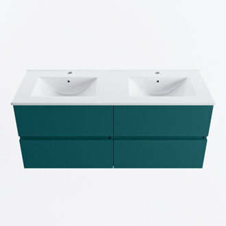 Mondiaz VICA 120cm badmeubel onderkast Smag 4 lades. Wastafel DENIA dubbel 2 kraangaten, kleur Glanzend Wit.