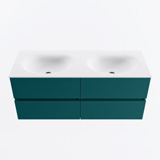 Mondiaz VICA 120cm badmeubel onderkast Smag 4 lades. Wastafel MOON dubbel zonder kraangat, kleur Talc.