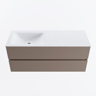 Mondiaz VICA 120cm badmeubel onderkast Smoke 2 lades. Wastafel CLOUD links 1 kraangat, kleur Talc.