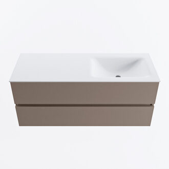 Mondiaz VICA 120cm badmeubel onderkast Smoke 2 lades. Wastafel CLOUD rechts zonder kraangat, kleur Talc.