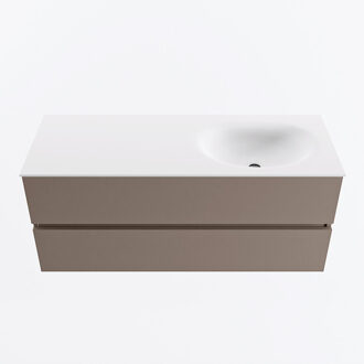 Mondiaz VICA 120cm badmeubel onderkast Smoke 2 lades. Wastafel MOON rechts zonder kraangat, kleur Talc.