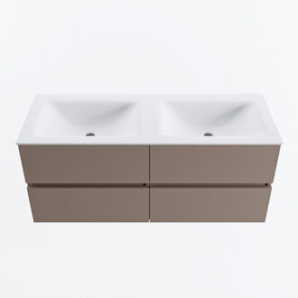 Mondiaz VICA 120cm badmeubel onderkast Smoke 4 lades. Wastafel CLOUD dubbel 2 kraangaten, kleur Talc.