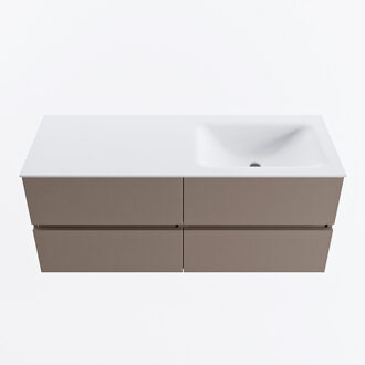 Mondiaz VICA 120cm badmeubel onderkast Smoke 4 lades. Wastafel CLOUD rechts zonder kraangat, kleur Talc.