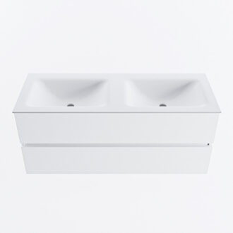Mondiaz VICA 120cm badmeubel onderkast Talc 2 lades. Wastafel CLOUD dubbel 2 kraangaten, kleur Talc.