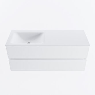 Mondiaz VICA 120cm badmeubel onderkast Talc 2 lades. Wastafel CLOUD links 1 kraangat, kleur Talc.