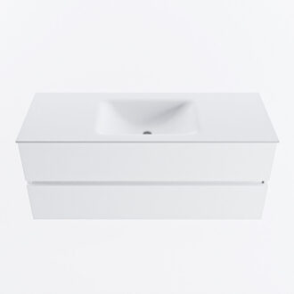 Mondiaz VICA 120cm badmeubel onderkast Talc 2 lades. Wastafel CLOUD midden 1 kraangat, kleur Talc.