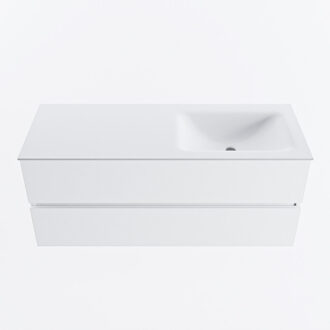 Mondiaz VICA 120cm badmeubel onderkast Talc 2 lades. Wastafel CLOUD rechts 1 kraangat, kleur Talc.