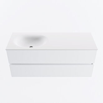 Mondiaz VICA 120cm badmeubel onderkast Talc 2 lades. Wastafel MOON links zonder kraangat, kleur Talc.