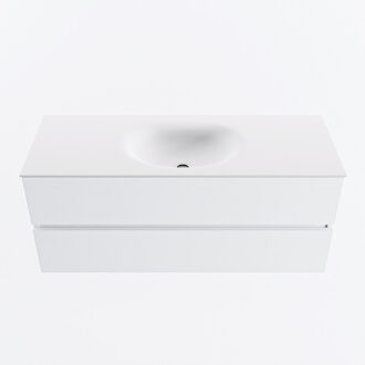 Mondiaz VICA 120cm badmeubel onderkast Talc 2 lades. Wastafel MOON midden 1 kraangat, kleur Talc.