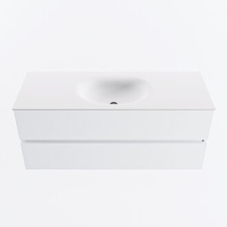 Mondiaz VICA 120cm badmeubel onderkast Talc 2 lades. Wastafel MOON midden zonder kraangat, kleur Talc.