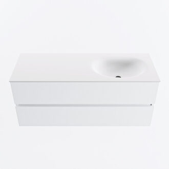 Mondiaz VICA 120cm badmeubel onderkast Talc 2 lades. Wastafel MOON rechts 1 kraangat, kleur Talc.