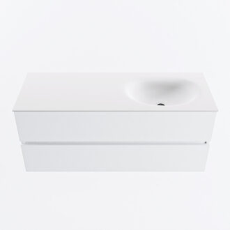 Mondiaz VICA 120cm badmeubel onderkast Talc 2 lades. Wastafel MOON rechts zonder kraangat, kleur Talc.