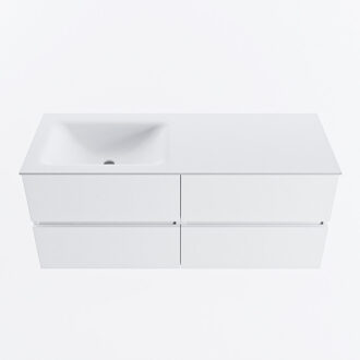 Mondiaz VICA 120cm badmeubel onderkast Talc 4 lades. Wastafel CLOUD links 1 kraangat, kleur Talc.