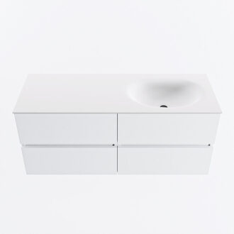 Mondiaz VICA 120cm badmeubel onderkast Talc 4 lades. Wastafel MOON rechts 1 kraangat, kleur Talc.