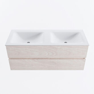 Mondiaz VICA 120cm badmeubel onderkast Underlayment 2 lades. Wastafel CLOUD dubbel 2 kraangaten, kleur Talc.