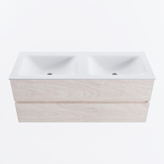 Mondiaz VICA 120cm badmeubel onderkast Underlayment 2 lades. Wastafel CLOUD dubbel zonder kraangat, kleur Talc.