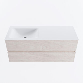 Mondiaz VICA 120cm badmeubel onderkast Underlayment 2 lades. Wastafel CLOUD links zonder kraangat, kleur Talc.