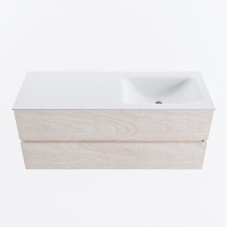 Mondiaz VICA 120cm badmeubel onderkast Underlayment 2 lades. Wastafel CLOUD rechts zonder kraangat, kleur Talc.