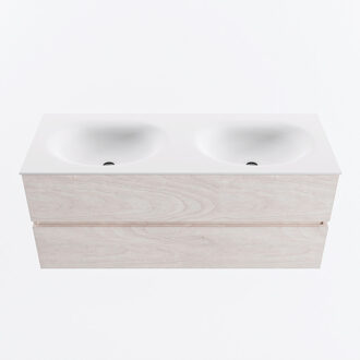 Mondiaz VICA 120cm badmeubel onderkast Underlayment 2 lades. Wastafel MOON dubbel zonder kraangat, kleur Talc.