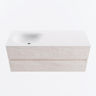 Mondiaz VICA 120cm badmeubel onderkast Underlayment 2 lades. Wastafel MOON links 1 kraangat, kleur Talc.