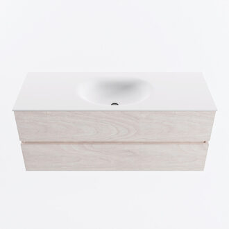 Mondiaz VICA 120cm badmeubel onderkast Underlayment 2 lades. Wastafel MOON midden zonder kraangat, kleur Talc.