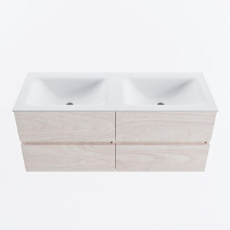 Mondiaz VICA 120cm badmeubel onderkast Underlayment 4 lades. Wastafel CLOUD dubbel 2 kraangaten, kleur Talc.
