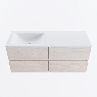 Mondiaz VICA 120cm badmeubel onderkast Underlayment 4 lades. Wastafel CLOUD links zonder kraangat, kleur Talc.