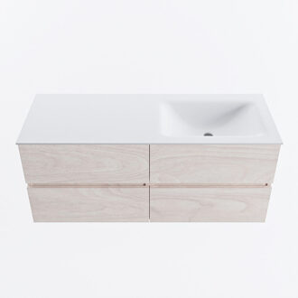 Mondiaz VICA 120cm badmeubel onderkast Underlayment 4 lades. Wastafel CLOUD rechts zonder kraangat, kleur Talc.
