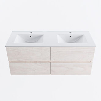 Mondiaz VICA 120cm badmeubel onderkast Underlayment 4 lades. Wastafel DENIA dubbel 2 kraangaten, kleur Glanzend Wit.