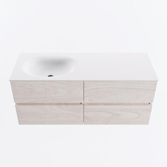 Mondiaz VICA 120cm badmeubel onderkast Underlayment 4 lades. Wastafel MOON links 1 kraangat, kleur Talc.
