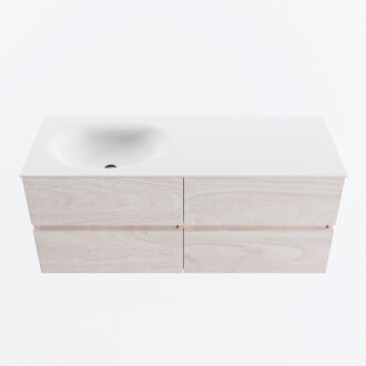 Mondiaz VICA 120cm badmeubel onderkast Underlayment 4 lades. Wastafel MOON links zonder kraangat, kleur Talc.