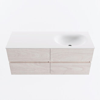 Mondiaz VICA 120cm badmeubel onderkast Underlayment 4 lades. Wastafel MOON rechts zonder kraangat, kleur Talc.